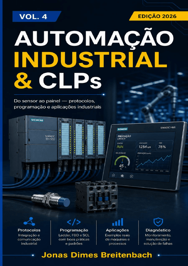 Capa do ebook Automação Industrial - CLPs - Do sensor ao painel